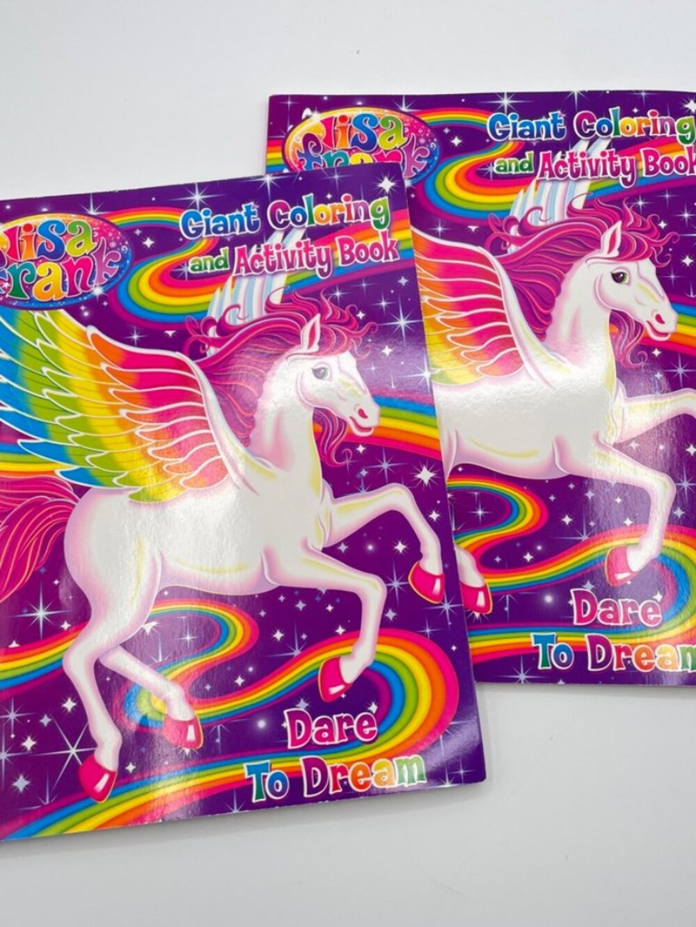 LISA FRANK Pegasus Dare to Dream - WRITING on Inside Cover - Lot of 2